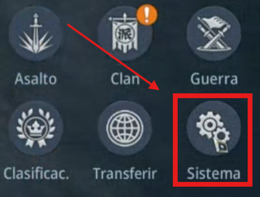 Abrir el menú System en el juego